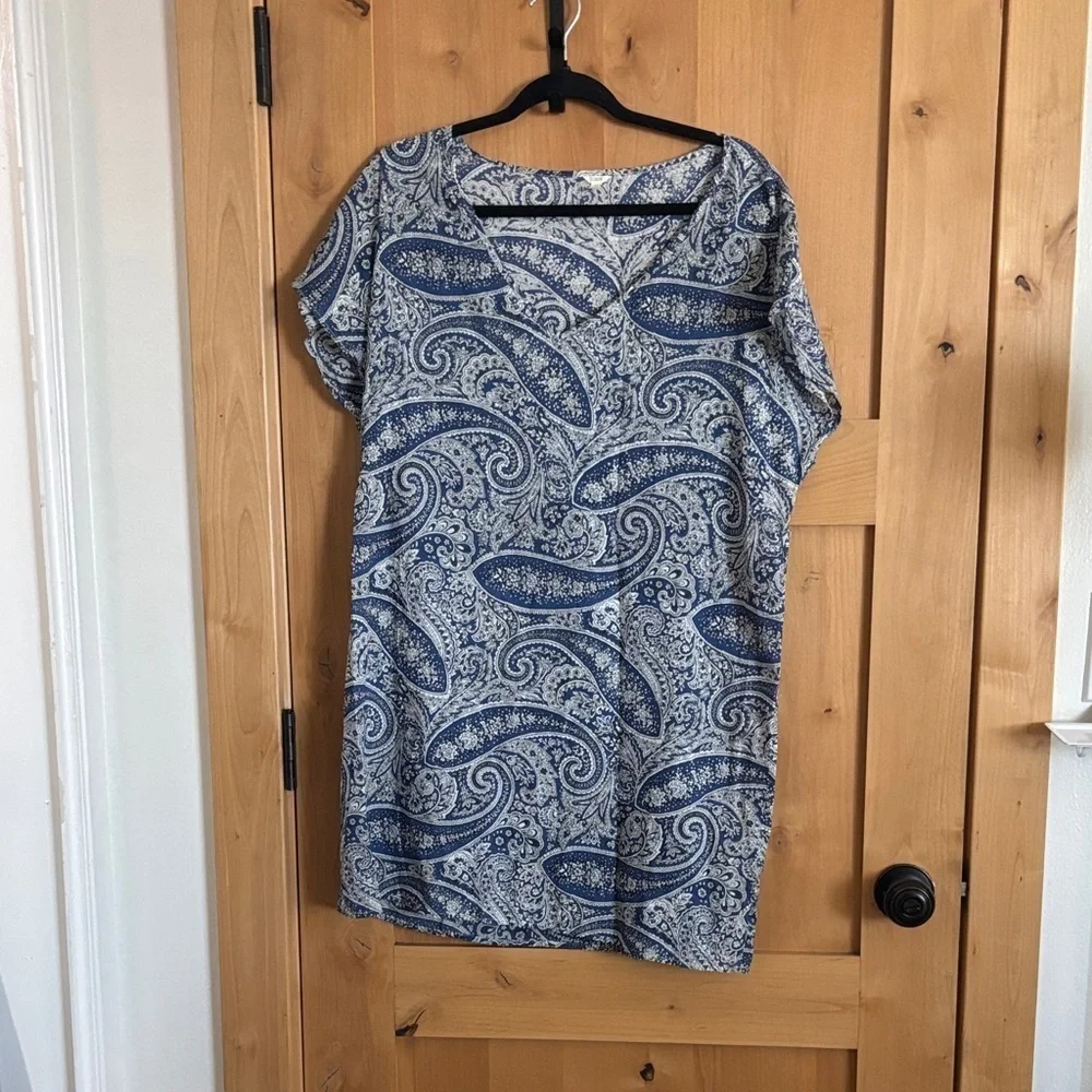 J. Crew Navy and White Paisley Dress